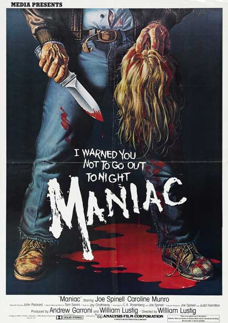 maniac movie poster joe spinell william lustig